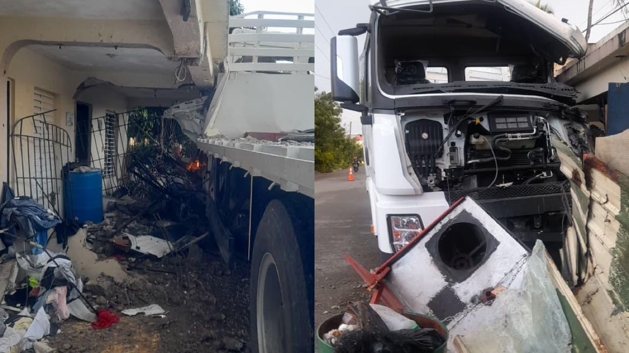accidente en Sabaneta de Yásica Puerto Plata camión impacta vivienda